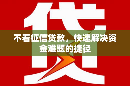 市中区不看征信贷款，快速解决资金难题的捷径