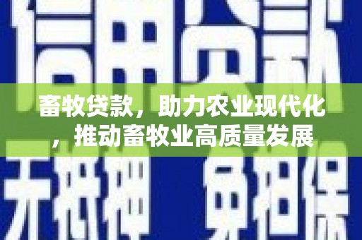 市中区畜牧贷款，助力农业现代化，推动畜牧业高质量发展