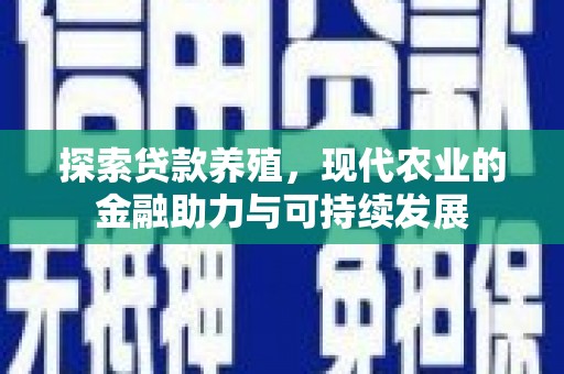 市中区探索贷款养殖，现代农业的金融助力与可持续发展