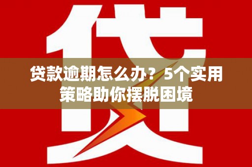市中区贷款逾期怎么办？5个实用策略助你摆脱困境