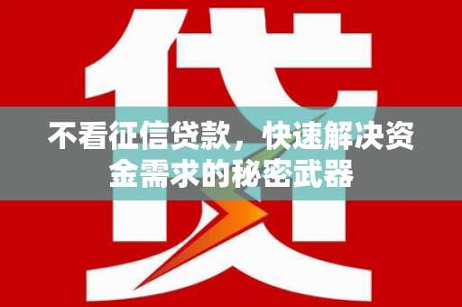 市中区不看征信贷款，快速解决资金需求的秘密武器