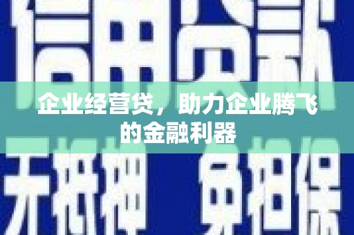 市中区企业经营贷，助力企业腾飞的金融利器