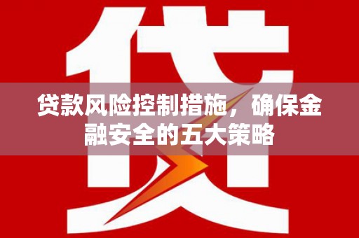 市中区贷款风险控制措施，确保金融安全的五大策略