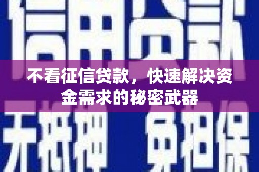 市中区不看征信贷款，快速解决资金需求的秘密武器