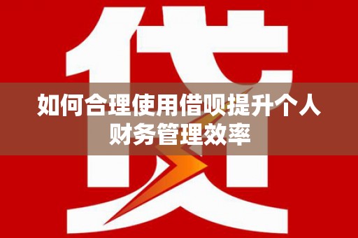市中区如何合理使用借呗提升个人财务管理效率