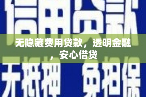 市中区无隐藏费用贷款，透明金融，安心借贷