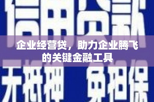 市中区企业经营贷，助力企业腾飞的关键金融工具