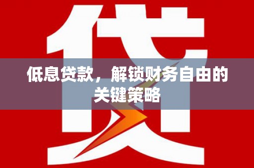 市中区低息贷款，解锁财务自由的关键策略