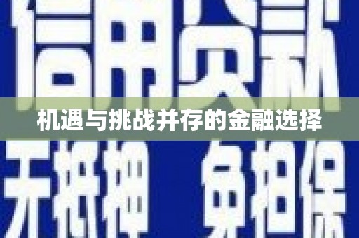 市中区机遇与挑战并存的金融选择